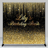 Lofaris Black Gold Glitter Custom Name Birthday Bash Backdrop